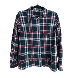 Duluth Trading Co. Women's Free Swingin' Flannel Shirt Size M black/red Gorpcore